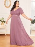 Custom Size Flutter Sleeves Chiffon Empire Waist Bridesmaid Dress – Purple Orchid