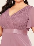 Custom Size Flutter Sleeves Chiffon Empire Waist Bridesmaid Dress – Purple Orchid