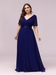 Custom Size Flutter Sleeves Chiffon Empire Waist Bridesmaid Dress - Royal Blue