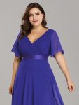 Custom Size Flutter Sleeves Chiffon Empire Waist Bridesmaid Dress – Sapphire Blue