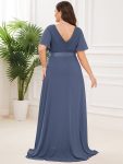 Plus Size Simple Empire Waist Flutter Sleeve Evening Dress – Stormy