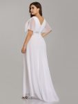 Custom Size Flutter Sleeves Chiffon Empire Waist Bridesmaid Dress – White