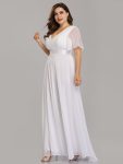 Custom Size Flutter Sleeves Chiffon Empire Waist Bridesmaid Dress – White