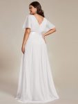 Women’s Floor-Length Plus Size Formal Bridesmaid Dress with Short Sleeve – White