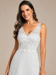 Exquisite Applique Embroidery Bodice Sleeveless A-Line Tulle Evening Dress – Cream