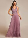 Exquisite Applique Embroidery Bodice Sleeveless A-Line Tulle Evening Dress – Purple Orchid