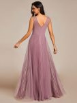 Exquisite Applique Embroidery Bodice Sleeveless A-Line Tulle Evening Dress – Purple Orchid