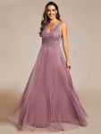 Exquisite Applique Embroidery Bodice Sleeveless A-Line Tulle Evening Dress - Purple Orchid