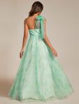 Floral Printed Empire Waist Strapless Formal Evening Dress with A-line – Mint Green