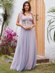 Sweetheart Frenulum Knotting Formal Evening Dress Adorned with Applique – Pink