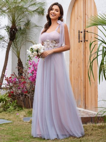 Sweetheart Frenulum Knotting Formal Evening Dress Adorned with Applique - Pink