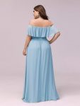 Women’s Off Shoulder Ruffle Thigh Slit Bridesmaid Dresses – Sky Blue