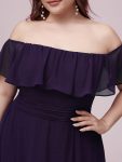 Plus Size Off the Shoulder Formal Bridesmaid Dress with Thigh Split – Dark Purple