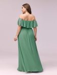 Women’s Off Shoulder Ruffle Thigh Slit Bridesmaid Dresses – Green Bean