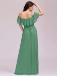 Women’s Off Shoulder Ruffle Thigh Slit Bridesmaid Dresses – Green Bean