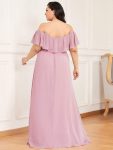 Women’s Off Shoulder Ruffle Thigh Slit Bridesmaid Dresses – Mauve