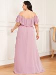 Plus Size Off the Shoulder Formal Bridesmaid Dress with Thigh Split – Mauve