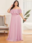 Plus Size Off the Shoulder Formal Bridesmaid Dress with Thigh Split – Mauve