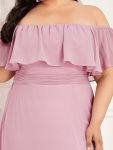 Plus Size Off the Shoulder Formal Bridesmaid Dress with Thigh Split – Mauve