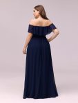 Plus Size Off the Shoulder Formal Bridesmaid Dress with Thigh Split – Navy Blue