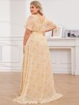 Long Empire Waist Bridesmaid Dress with Short Flutter Sleeves – Golden Roses