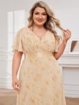 Long Empire Waist Bridesmaid Dress with Short Flutter Sleeves – Golden Roses