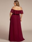 Plus Size Off the Shoulder Formal Bridesmaid Dress with Thigh Split – Burgundy