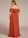 Plus Size Off the Shoulder Formal Bridesmaid Dress with Thigh Split – Burnt Orange