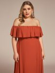 Plus Size Off the Shoulder Formal Bridesmaid Dress with Thigh Split – Burnt Orange