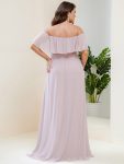 Plus Size Off the Shoulder Formal Bridesmaid Dress with Thigh Split – Lilac