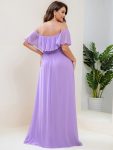 Plus Size Off the Shoulder Formal Bridesmaid Dress with Thigh Split – Lavender