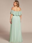 Women’s Off Shoulder Ruffle Thigh Slit Bridesmaid Dresses – Mint Green