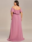 Plus Size Off the Shoulder Formal Bridesmaid Dress with Thigh Split – Purple Orchid