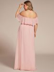 Plus Size Off the Shoulder Formal Bridesmaid Dress with Thigh Split – Pink