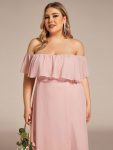 Plus Size Off the Shoulder Formal Bridesmaid Dress with Thigh Split – Pink