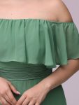 Women’s Off Shoulder Ruffle Thigh Slit Bridesmaid Dresses – Green Bean