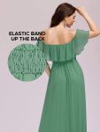 Women’s Off Shoulder Ruffle Thigh Slit Bridesmaid Dresses – Green Bean