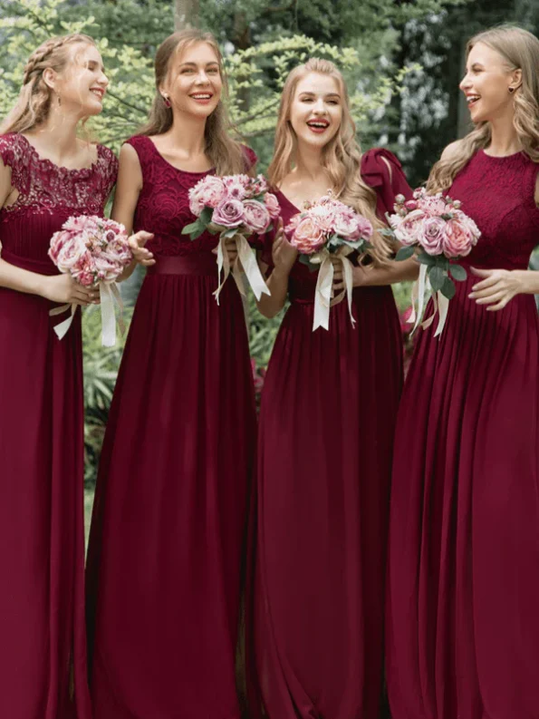 Burgundy Bridesmaid Gowns - Burgundy