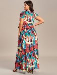 Summer One-Piece Printed Short Sleeve Tie-Waist Wedding Guest Dress – Multicolor