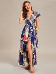 Summer One-Piece Printed Short Sleeve Tie-Waist Wedding Guest Dress – Printed Geometry