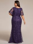 Gorgeous V Neck Leaf-Sequined Fishtail Party Dress – Dark Purple