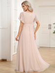 A-Line Pleated Chiffon Tie-Waist Evening Dress – Blush