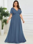 A-Line Pleated Chiffon Tie-Waist Evening Dress – Dusty Navy