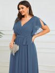 A-Line Pleated Chiffon Tie-Waist Evening Dress – Dusty Navy