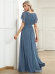 A-Line Pleated Chiffon Tie-Waist Evening Dress – Dusty Navy