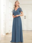 A-Line Pleated Chiffon Tie-Waist Evening Dress – Dusty Navy