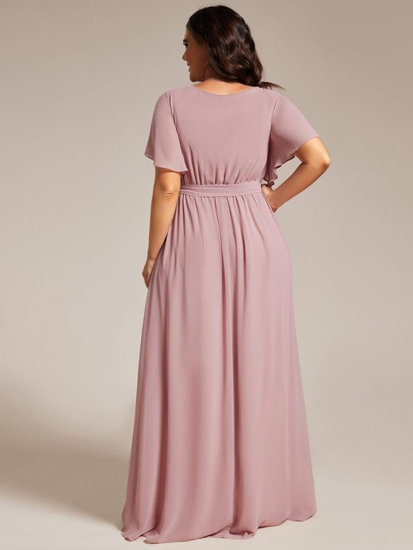 A-Line Pleated Chiffon Tie-Waist Evening Dress - Dusty Rose