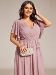 A-Line Pleated Chiffon Tie-Waist Evening Dress – Dusty Rose