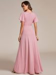 Glitter High-Low Front Side Slit Ruffled V-Neck Evening Dress – Dusty Rose