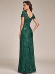 Fireworks Embroidered Sequins Backless Bodycon Evening Dress – Dark Green